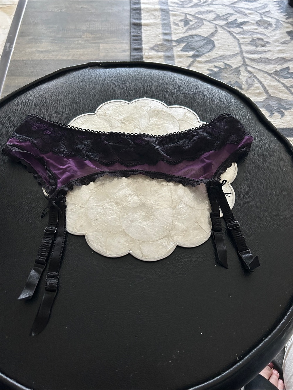 Jacob Purple and Black Lace Garter Belt